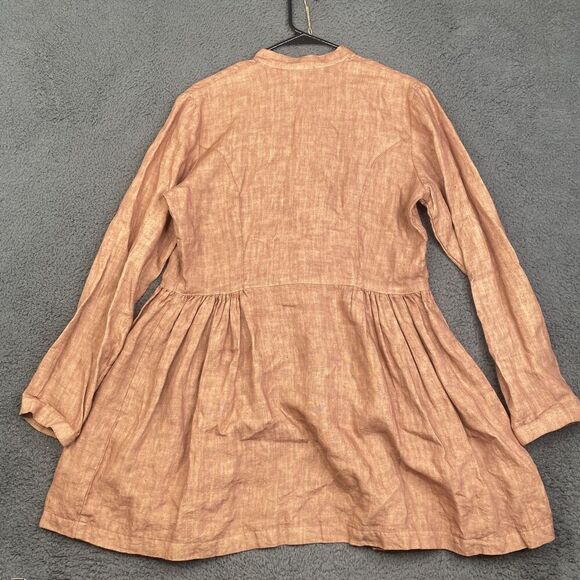 Shack Incorporated Tunic Womens Large Brown Linen Long Sleeve Button Front Boho - Picture 10 of 10